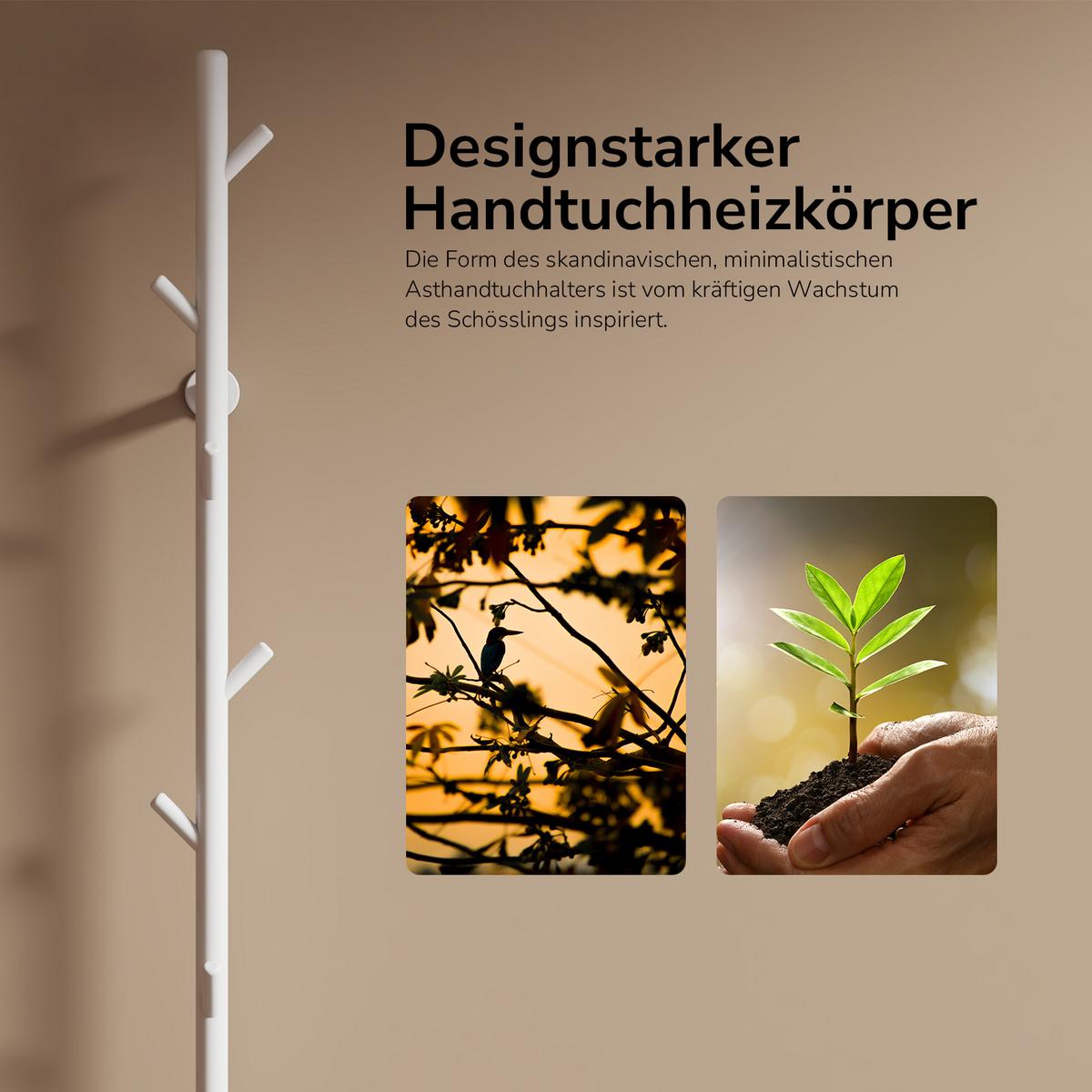 HANDTUCHHEIZKÖRPER Baumheizkörper WLAN Weiß 150 cm - Weiß, Metall (12.5/150/14cm) - EMKE
