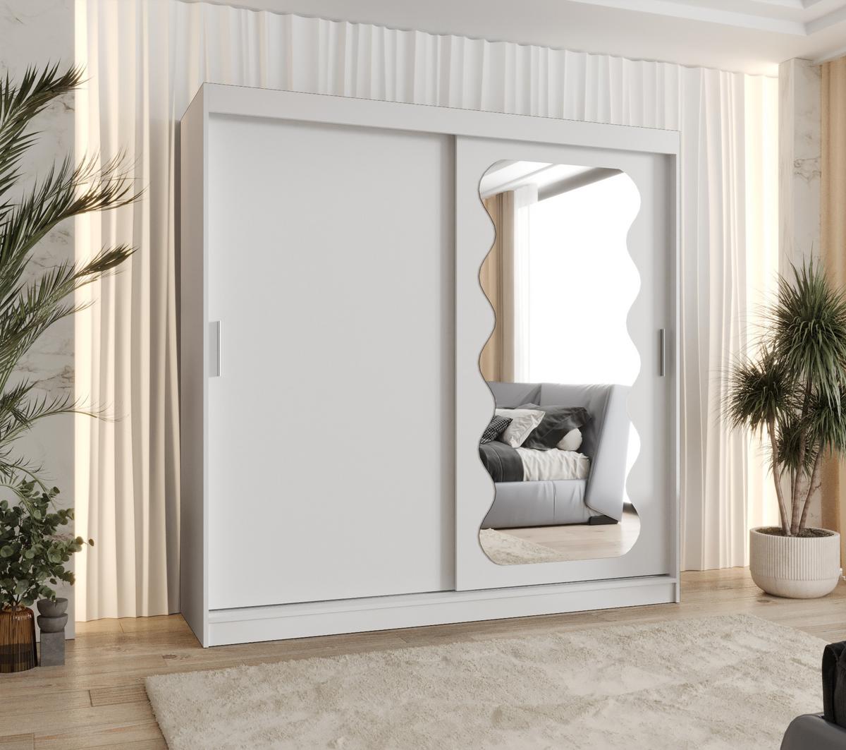 SCHIEBETÜRENSCHRANK mit Spiegel ULTRA 200/200/62 2-türig - Silberfarben/Weiß, Holz (200/200/62cm) - MÖBEL KRYSPOL