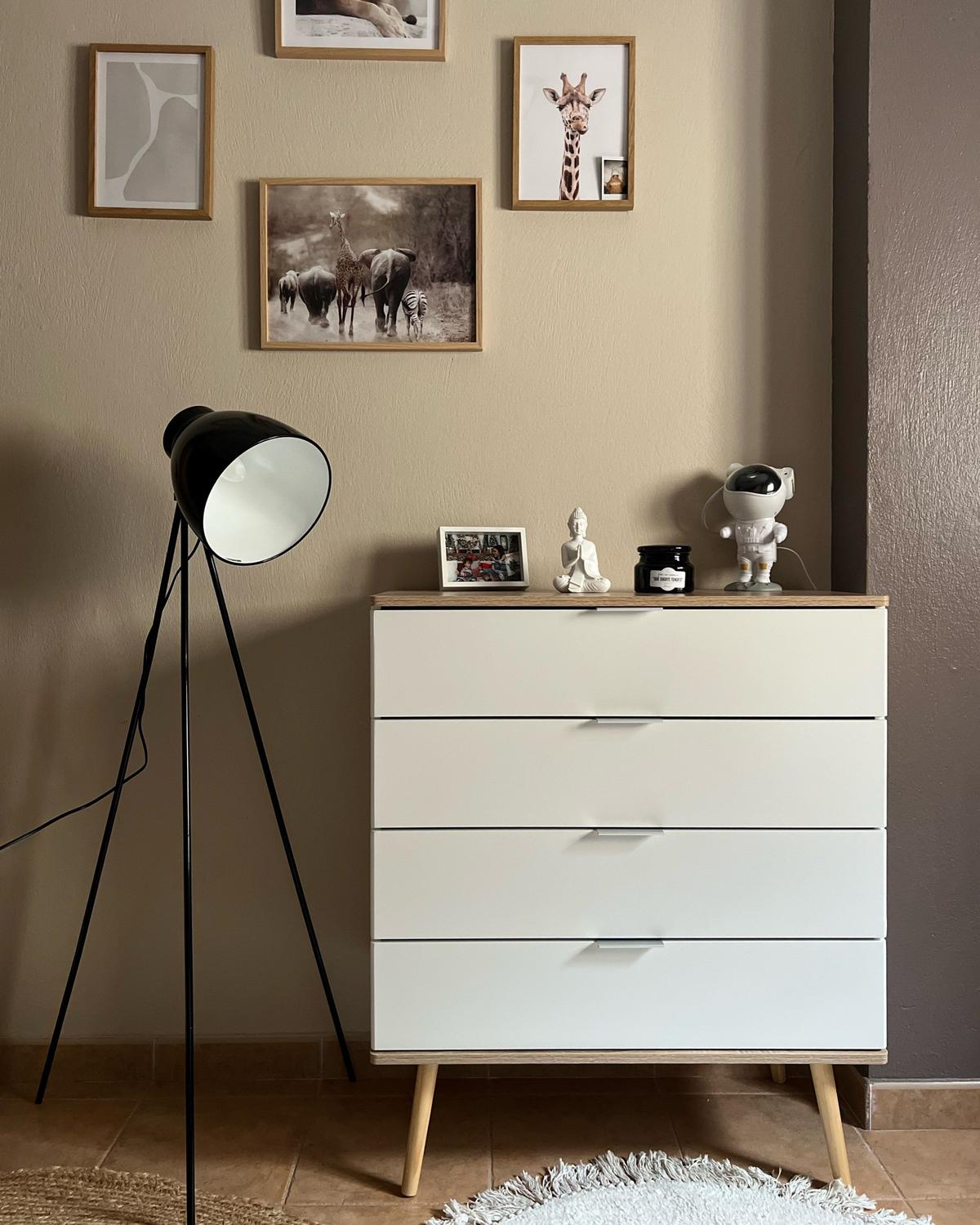 KOMMODE 4 Schubladen weiß/heller Holzfarbton Walpi - Hellbraun/Weiß, Holzwerkstoff (79/93/40cm) - Beliani