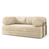 BETTSOFA ALVIO aus Schaumstoff Kordstoff Creme Schlaffunktion - Creme, Textil (170/68/80cm) - MASSENO