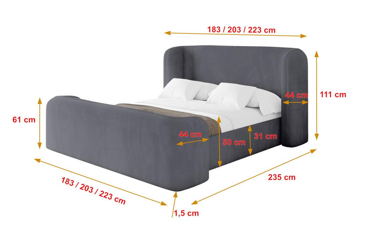 POLSTERBETT mit Bettkasten, Fußteil und Lattenrost, Bett mit Matratze H3/H4 - ESTI-Z 140x200 Dunkelgrau - Dunkelgrau, Holzwerkstoff/Textil (140/200cm) - ALTDECOR