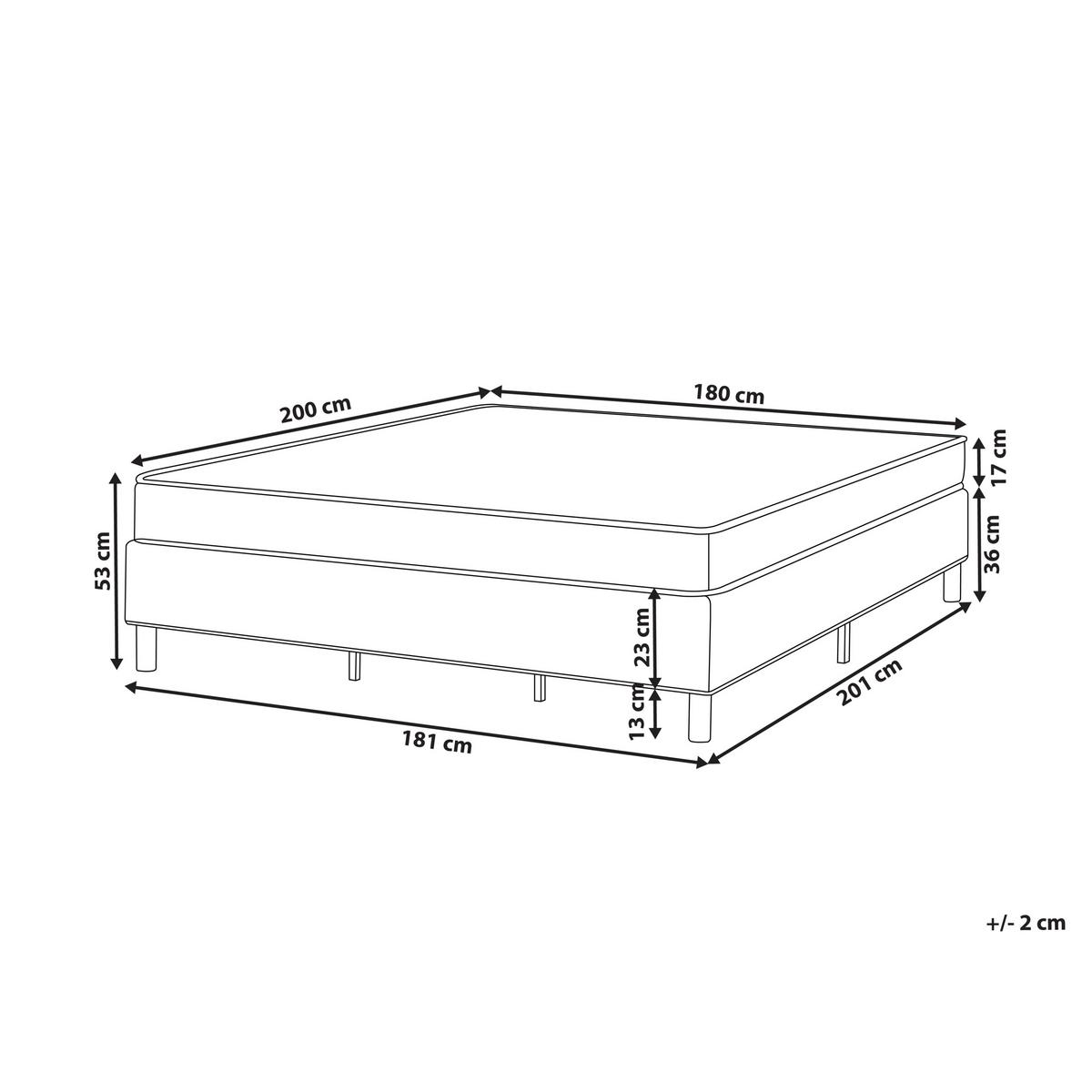 BOXSPRINGBETT ohne Kopfteil 180/200 cm Stoff Hellgrau Countess - Hellgrau, Textil (180/200cm) - Beliani