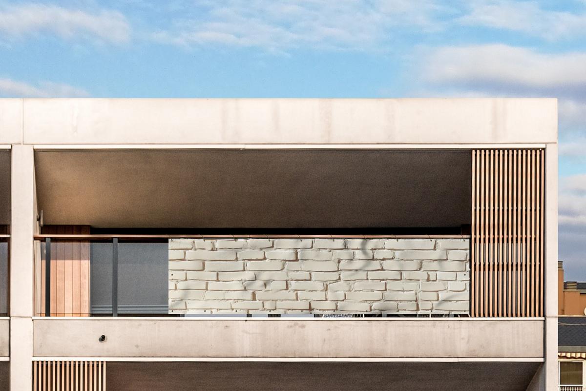 BALKON-SICHTSCHUTZ Ziegel - Wand - Licht - Weiß Windschutz 300x85 cm - Creme, Kunststoff (300/85cm) - MuchoWow