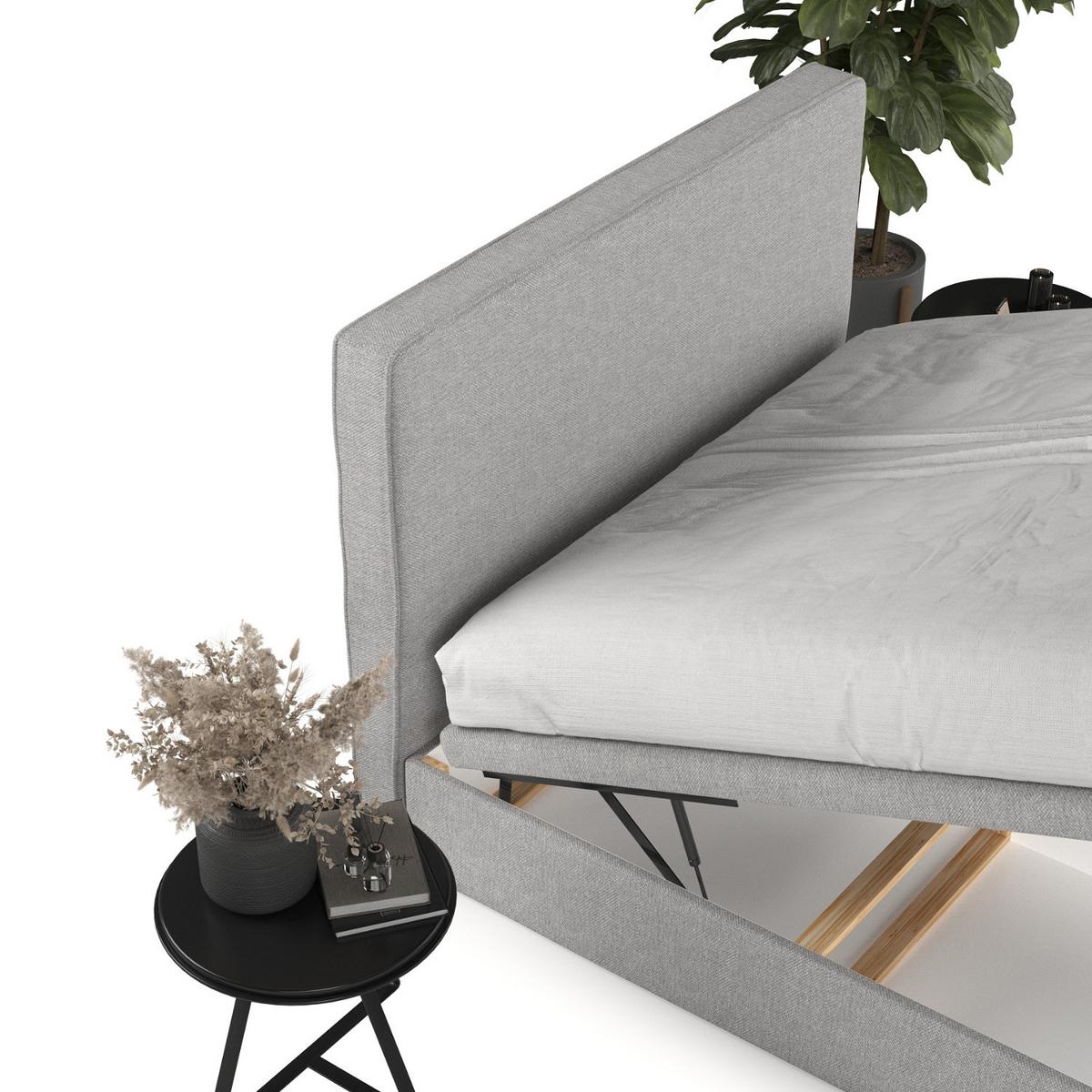POLSTERBETT Hush mit Stauraum 120/200 cm Grau im Megan Stoff - Schwarz/Grau, Holz/Holzwerkstoff (120/200cm) - AltaBeds