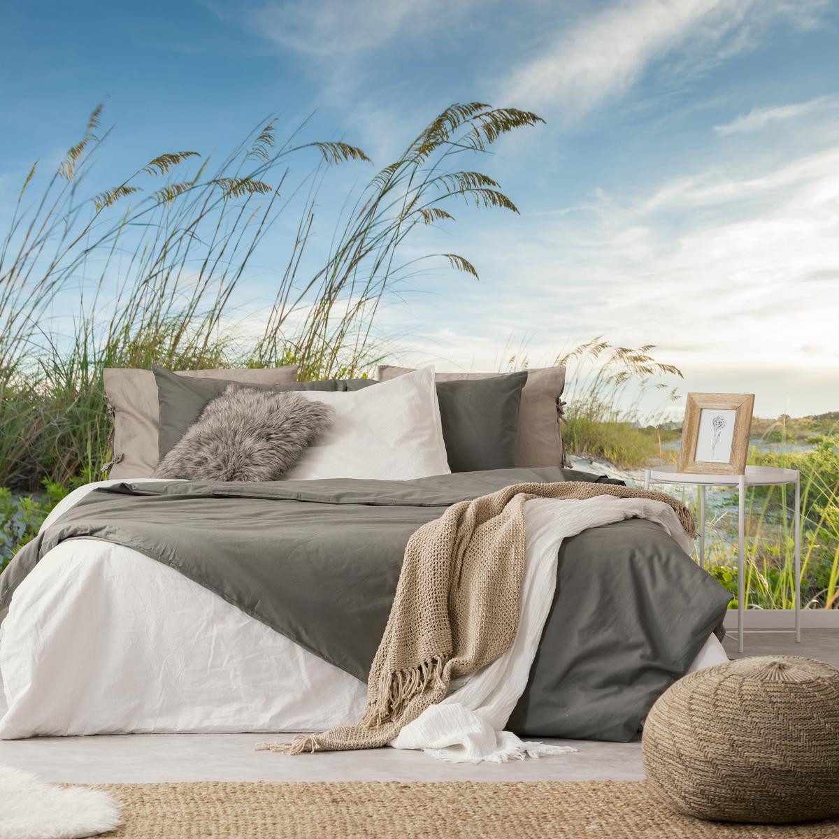 FOTOTAPETE für Schlafzimmer Dünen Pflanzen Strand Gras 250x175 - Blau/Beige, Papier (250/175cm) - Muralo