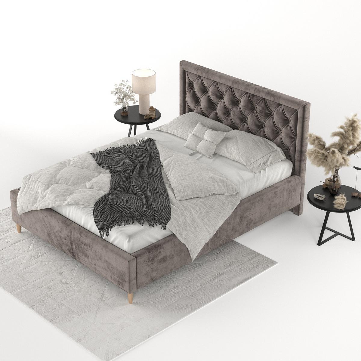 POLSTERBETT Lido 160/200 cm Braun im Lotta Stoff - Naturfarben/Braun, Holz/Holzwerkstoff (160/200cm) - AltaBeds
