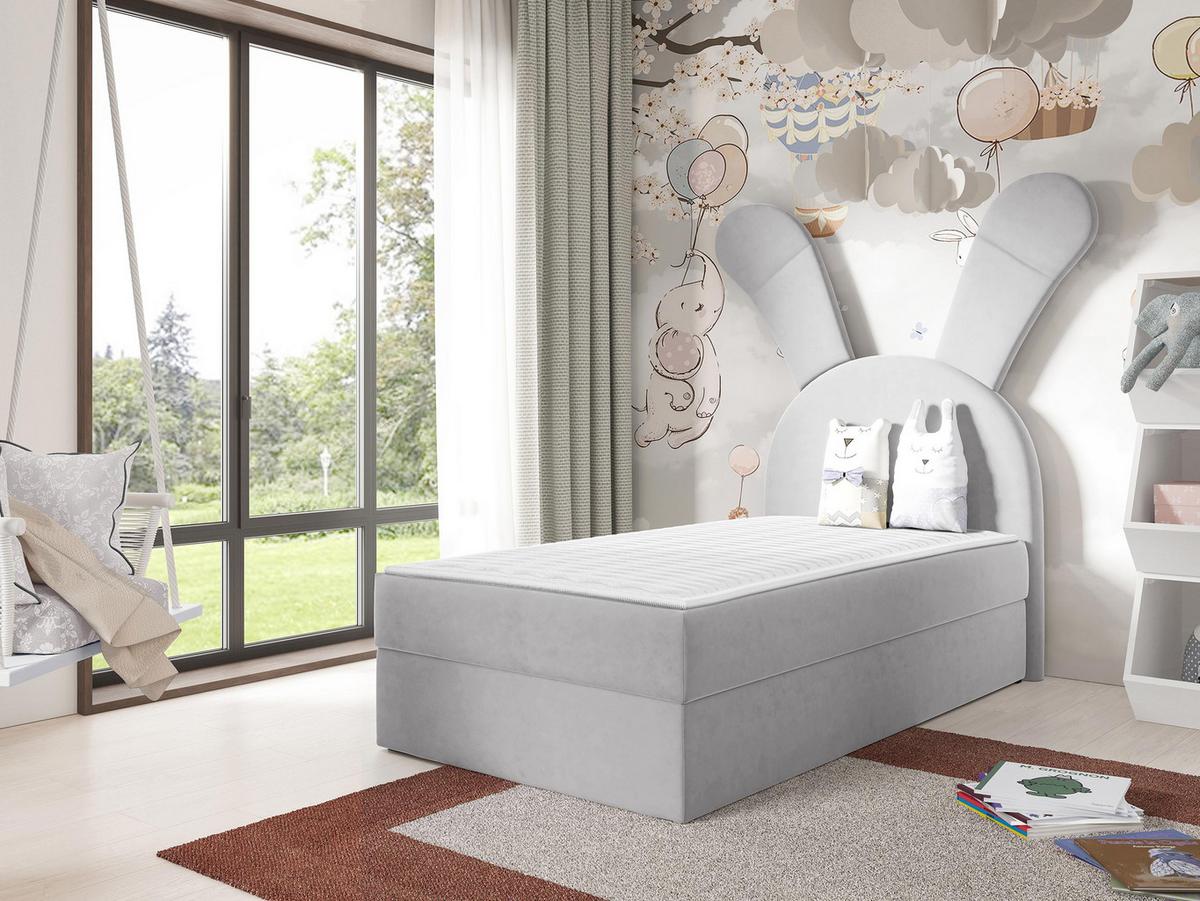 BOXBETT Bunny Light, Seite: Rechts - H3 - Hellgrau/Schwarz, Holz/Textil (100/200cm) - MIRJAN24