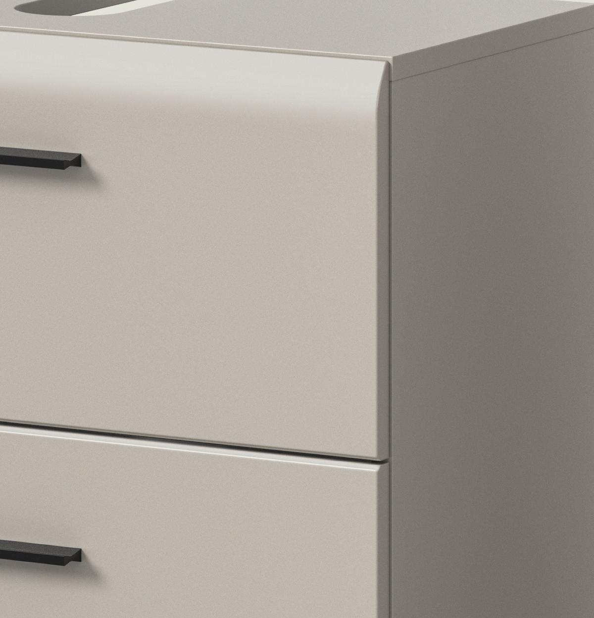 WASCHBECKENUNTERSCHRANK Kaschmir 60 cm, Badschrank mit Vollauszug-Schubladen - Kaschmir/Schwarz, Holzwerkstoff/Kunststoff (60/55/30cm) - Inn.Furn