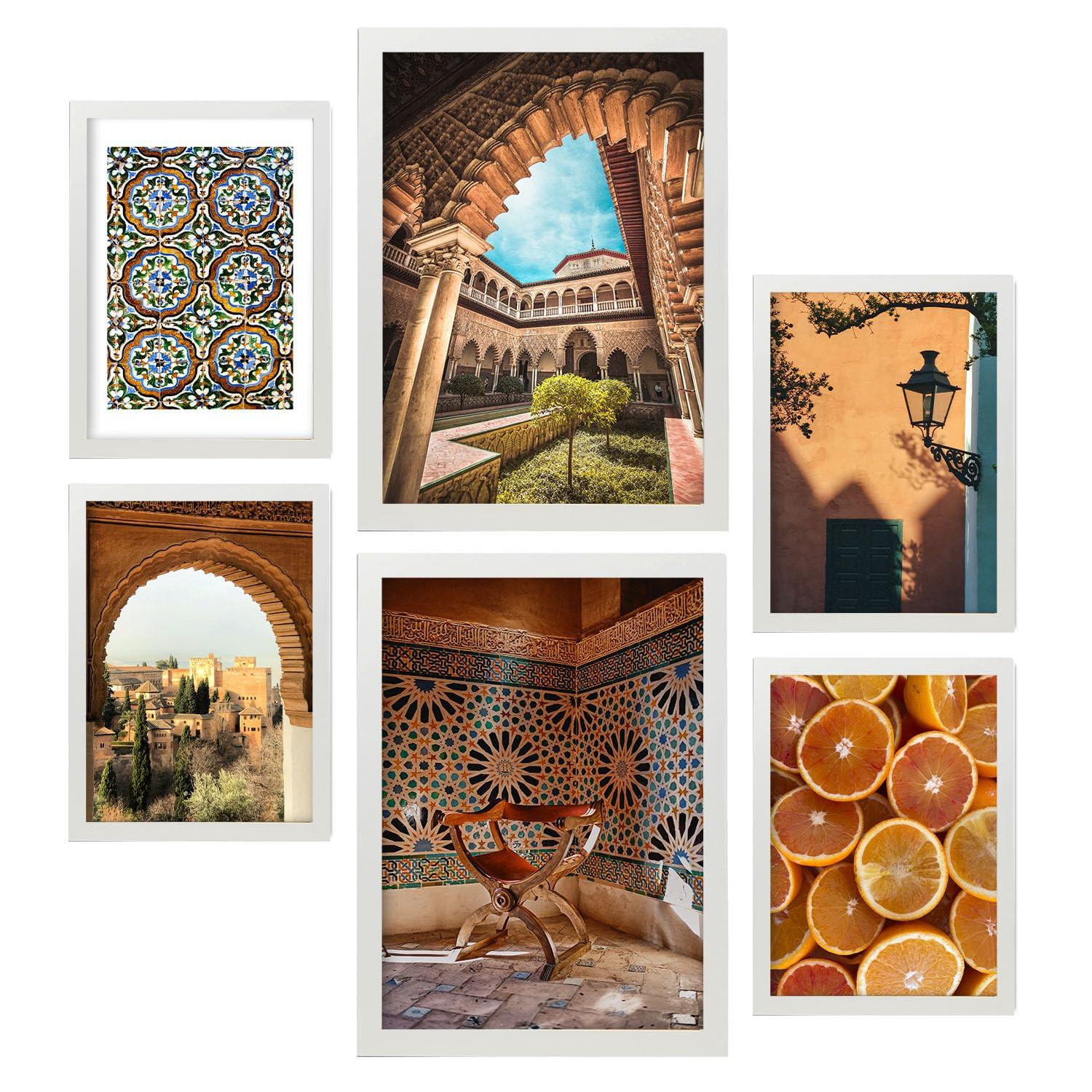 POSTER Set Mit 6 Andalusicia Spanien In Fotografie A3 & A4 Weißer Rahmen - Weiß, Papier (29/3cm) - Nacnic