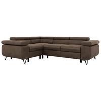ECKSOFA ORSO L Braun Velvet - Links Seite - Schwarz/Braun, Textil/Metall (197/268cm) - MKS