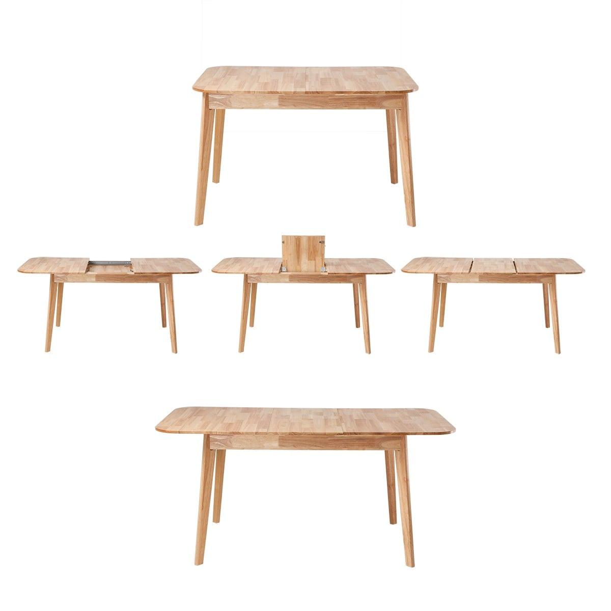 ESSTISCH Ausziehbarer 120-160 cm aus Gummibaumholz 80/75/120-160 cm - Nussbaumfarben, Holz (65/80/75cm) - Calicosy