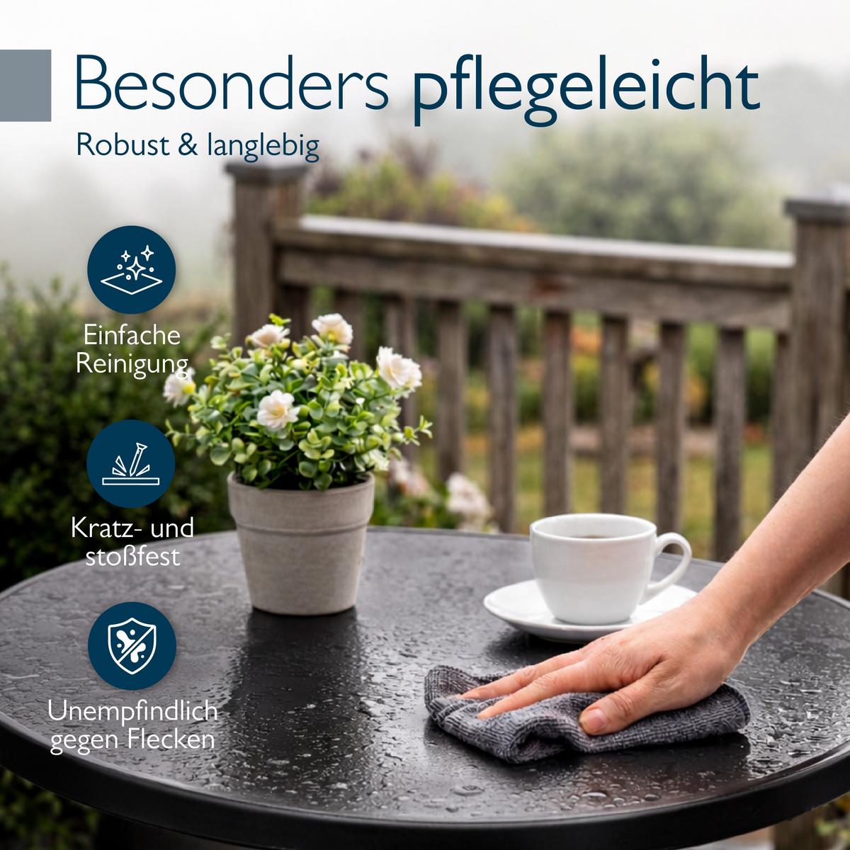 BISTOTISCH Bistroni WP Ø80xH70cm Schwarz - Schwarz, Holzwerkstoff (70/80/70cm) - Beautissu 