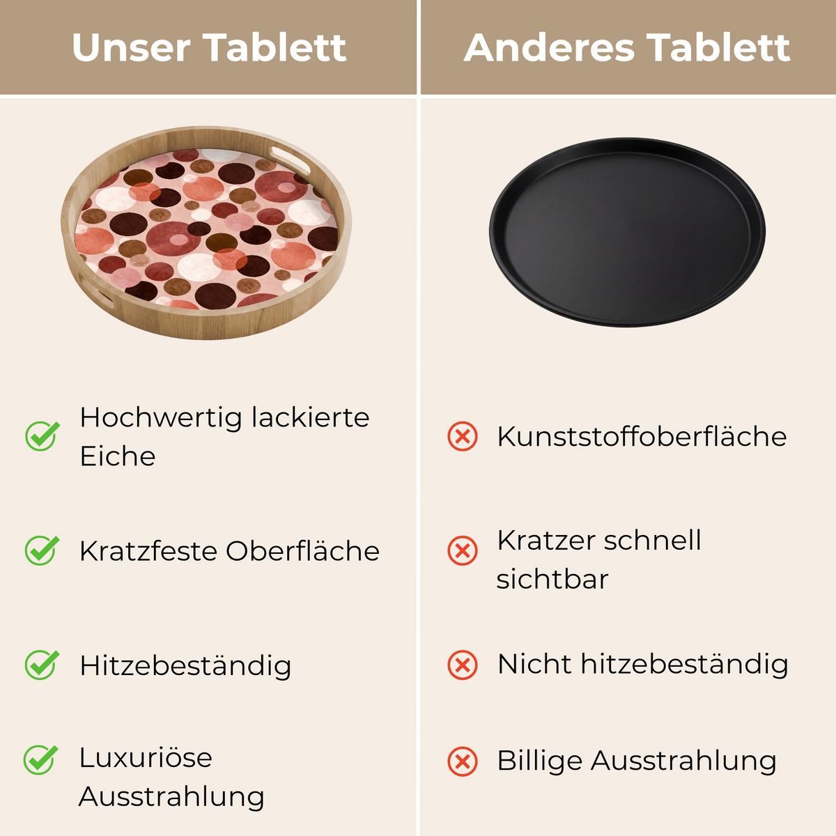 TABLETT Kreise - Modern - Farbenfroh 50x50 cm - Rosa, Holz (50/5/5cm) - OnlyWow