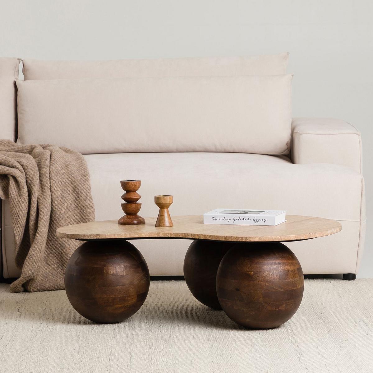 COUCHTISCH LUNI braun/beige - Beige/Braun, Holz/Naturmaterialen (65/90/30cm) - IDIMEX
