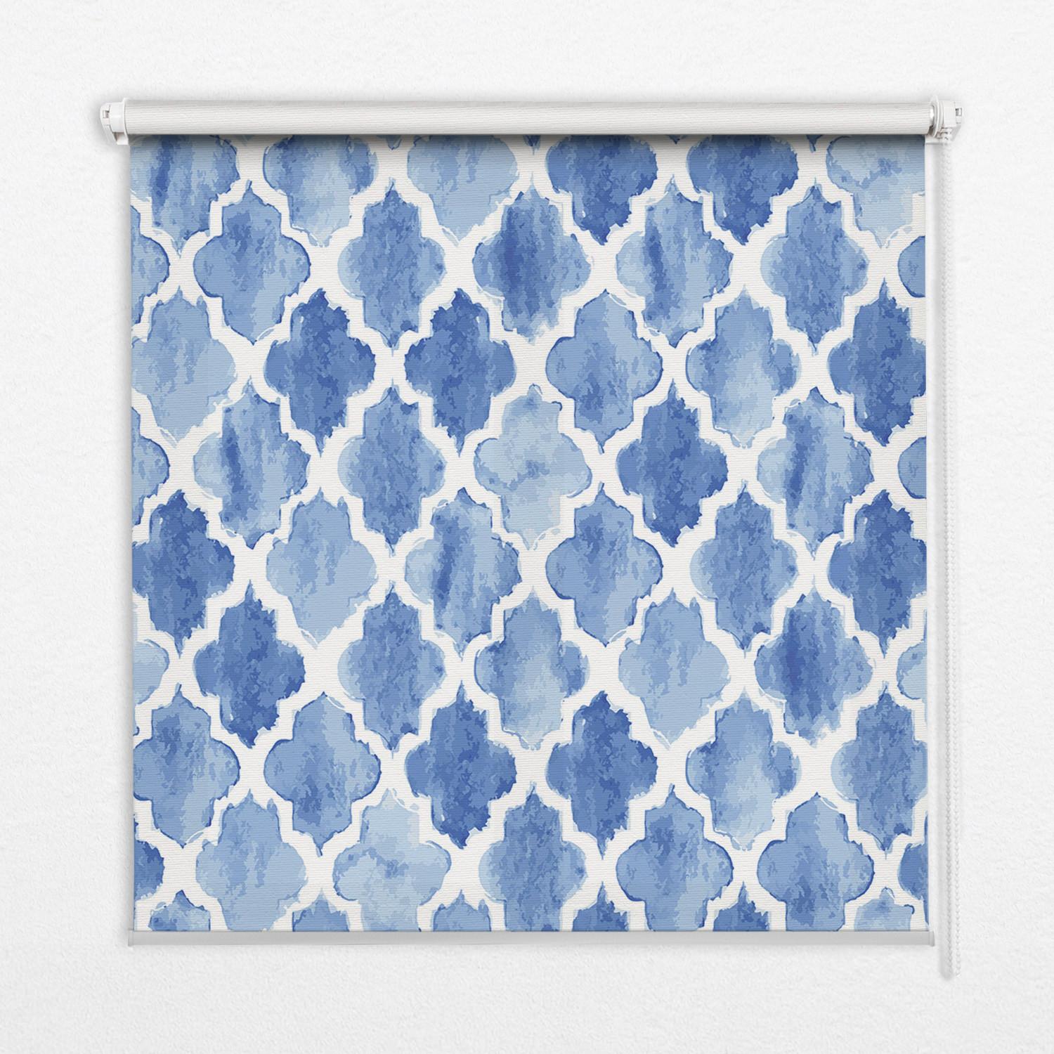 INNENROLLO - Fensterrollo - Rollo - 100x100 cm - Gemaltes Muster - Blau, Kunststoff (100/100/0.5cm) - TULUP