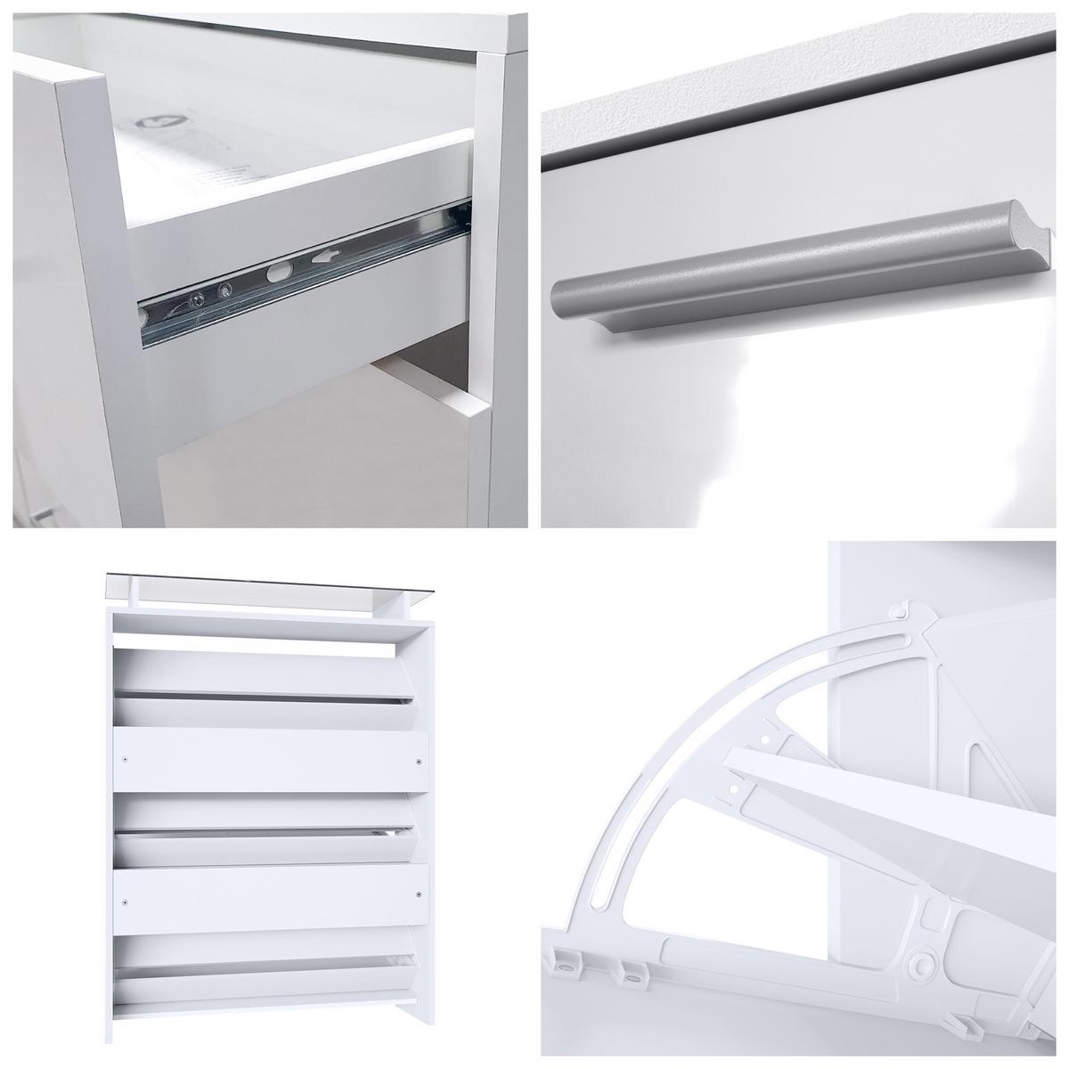 SCHUHSCHRANK Malea Front in Weiß matt - Weiß, Holzwerkstoff (89/96/23cm) - Vladon