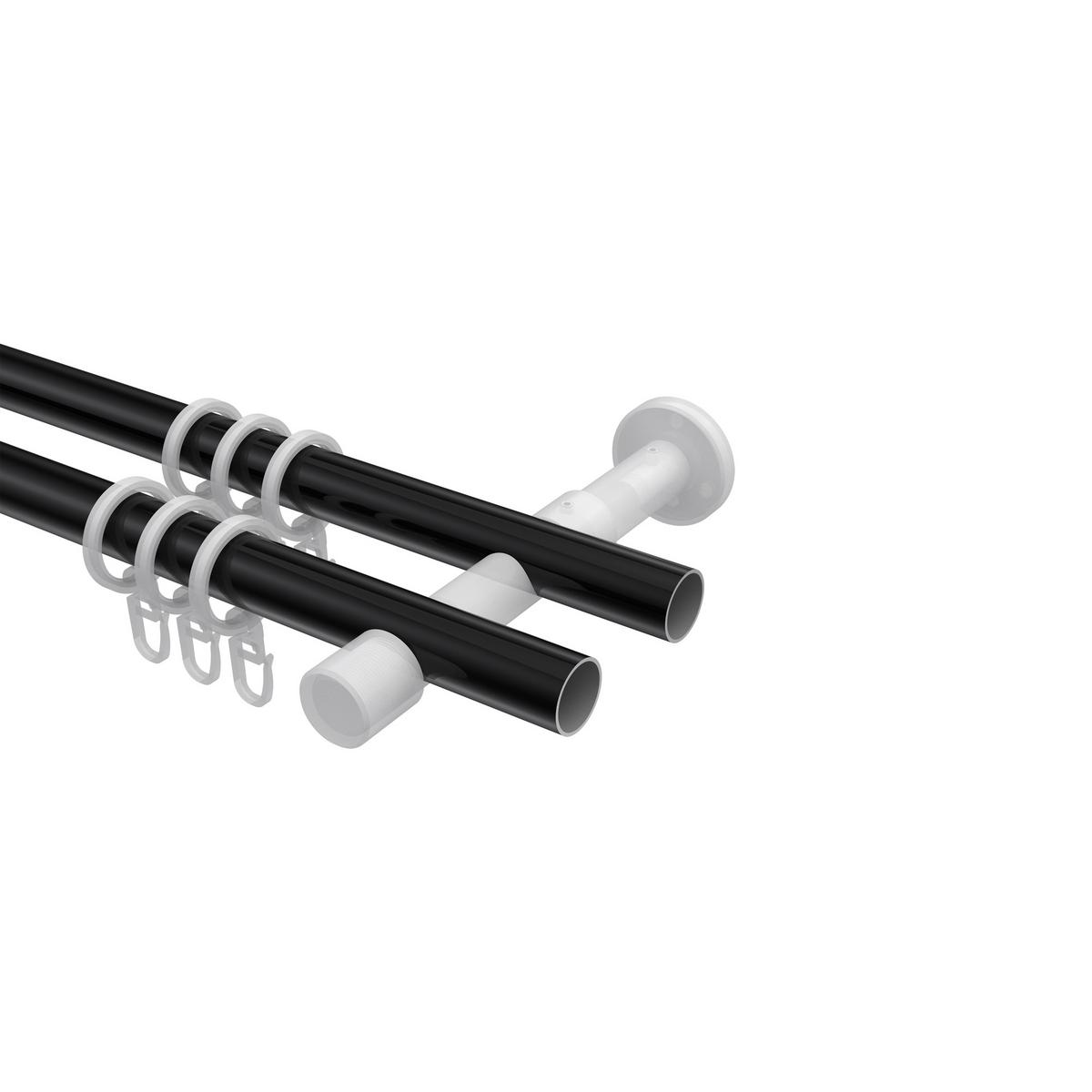 GARDINENSTANGE Prestige Luino 120 cm, 2-läufig, 20 mm Ø Schwarz - Schwarz, Metall (120cm) - INTERDECO