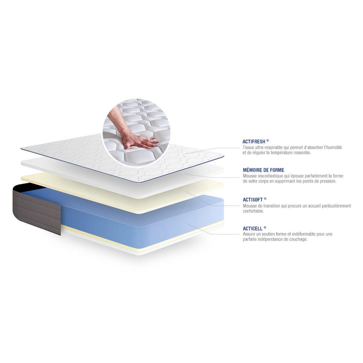 MATRATZE Actimemo form Memory-Schaum 80 x 200 cm h3 - Weiß, Textil (80/200cm) - ACTISOM