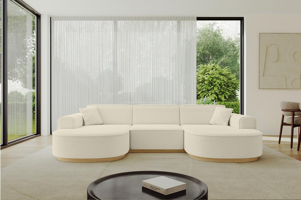 WOHNLANDSCHAFT MARI-U1-v2 - 303x171x83 cm Beige Bouclé - Beige, Holzwerkstoff/Textil (303/83/171cm) - ALTDECOR