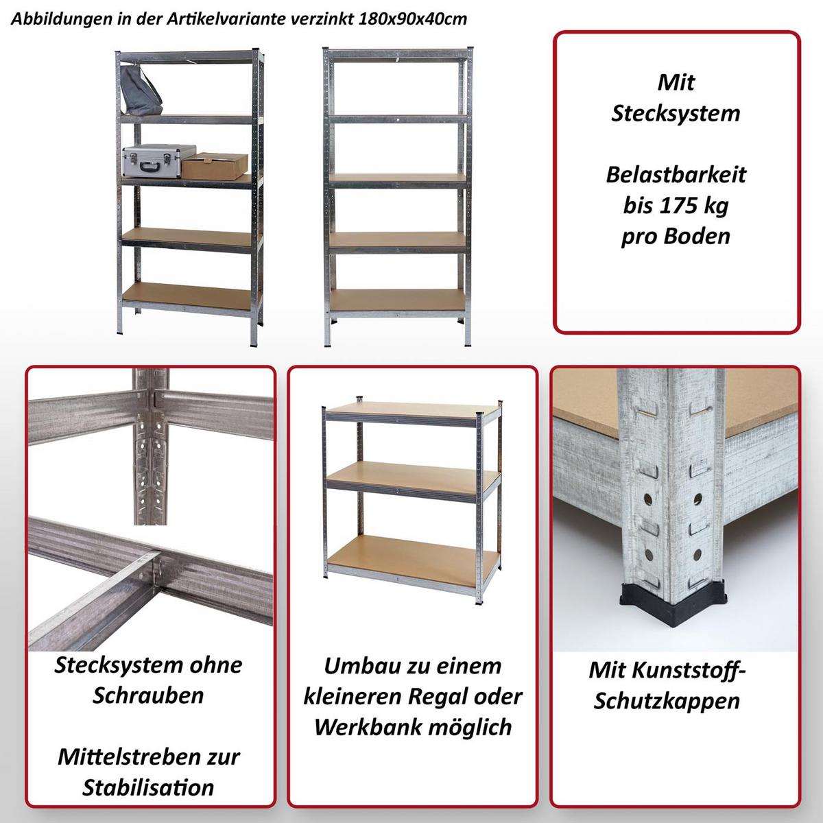 SCHWERLASTREGAL Silbergrau, Braun - Braun/Grau, Metall (101/200/61cm) - MCW