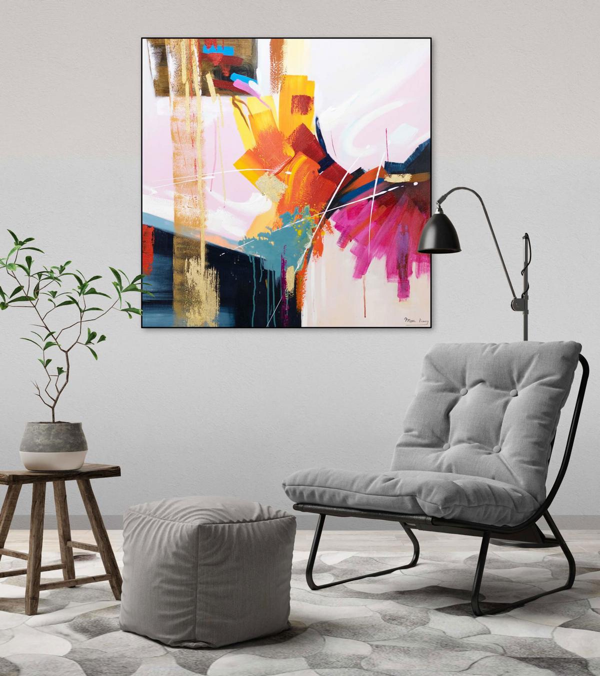 ÖLGEMÄLDE 80/80 cm - Blau/Beige, Holz/Textil (80/80cm) - KUNSTLOFT