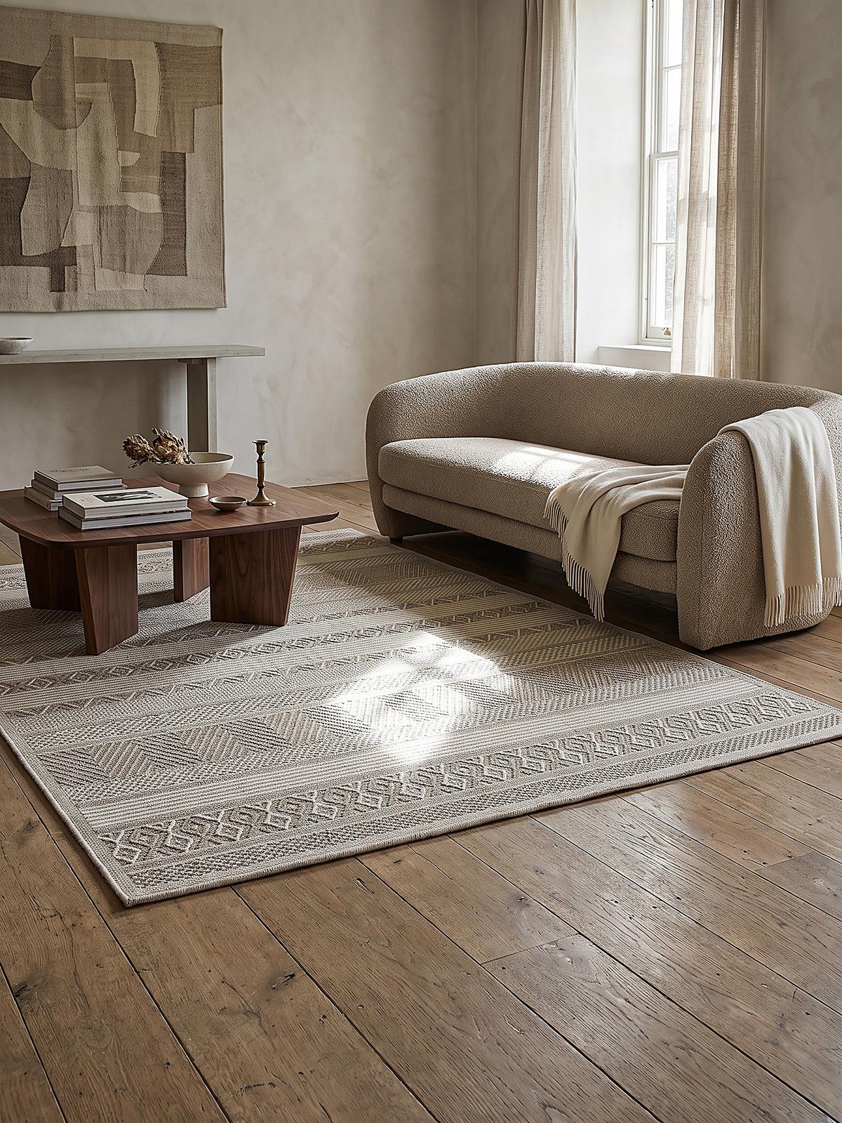 TEPPICH Flachgewebe ESERA Gestreift Polypropylen Beige 80 x 150 cm - Beige, Textil (80/150cm) - KADIMA DESIGN