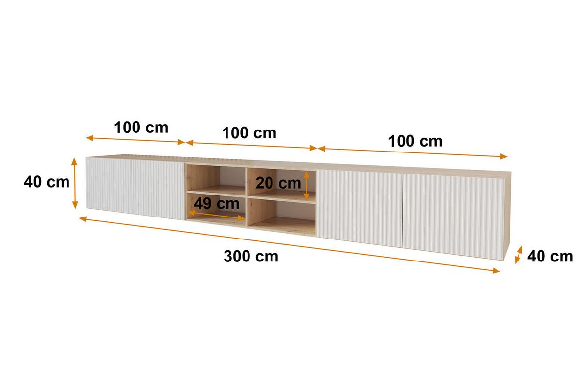 LOWBOARD KITO-W 3x100x40x40 cm - Artisan / Weiß - Eiche Artisan/Weiß, Holzwerkstoff (300/40/40cm) - ALTDECOR