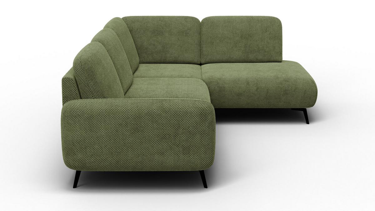 ECKSOFA FEBE 5-Sitzer rechts, olivgrün - Schwarz/Olivgrün, Holz/Textil (271/190cm) - Wozimo