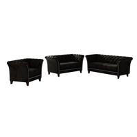 SITZGARNITUR 3+2+1 Chesterfield Fusion Schwarz Samt - Schwarz/Braun, Holz/Textil (237/75/82cm) - S-Style Möbel