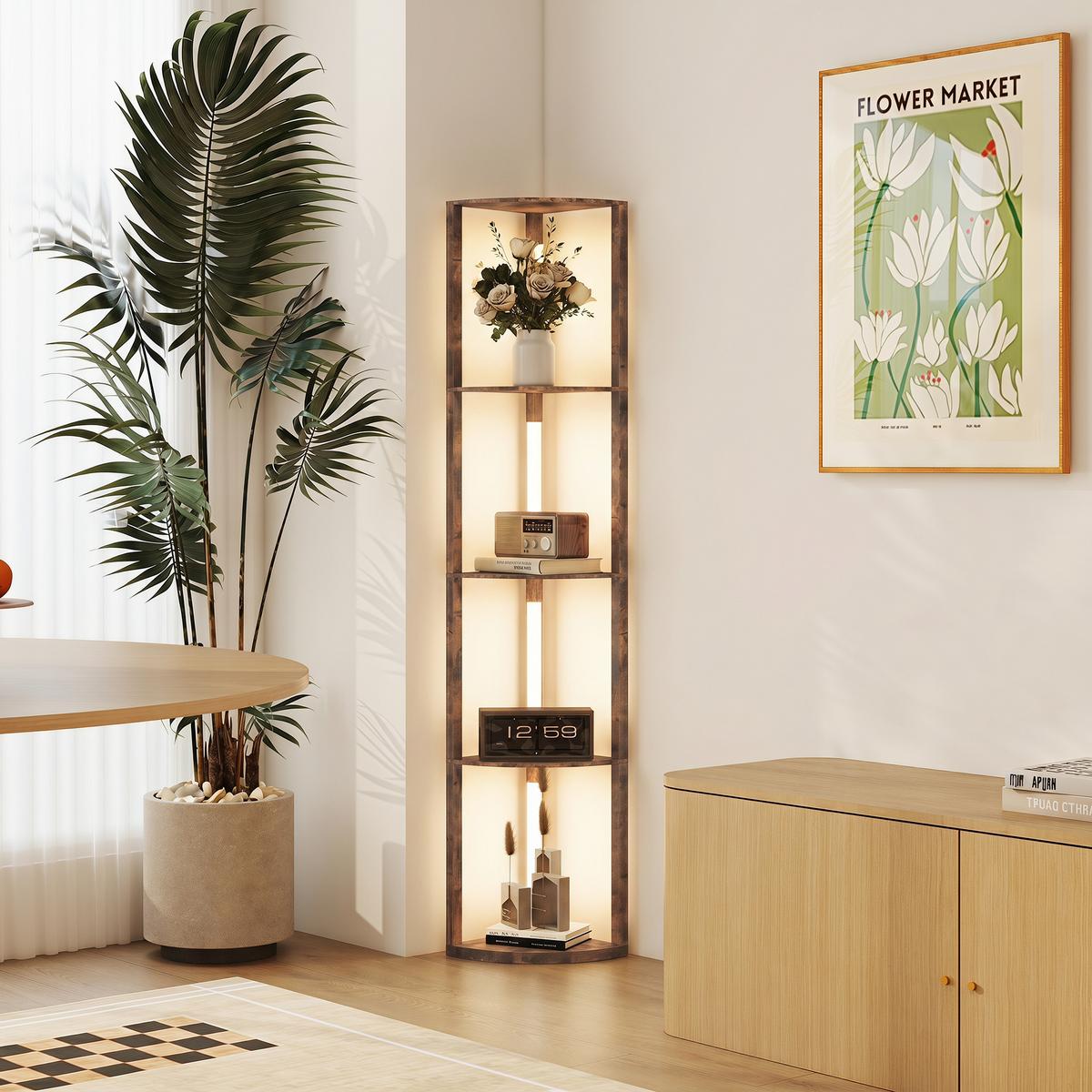 STEHLEUCHTE MDF Rustikal-Braun - Braun, Holzwerkstoff (41/29.5/163.5cm) - HOMCOM