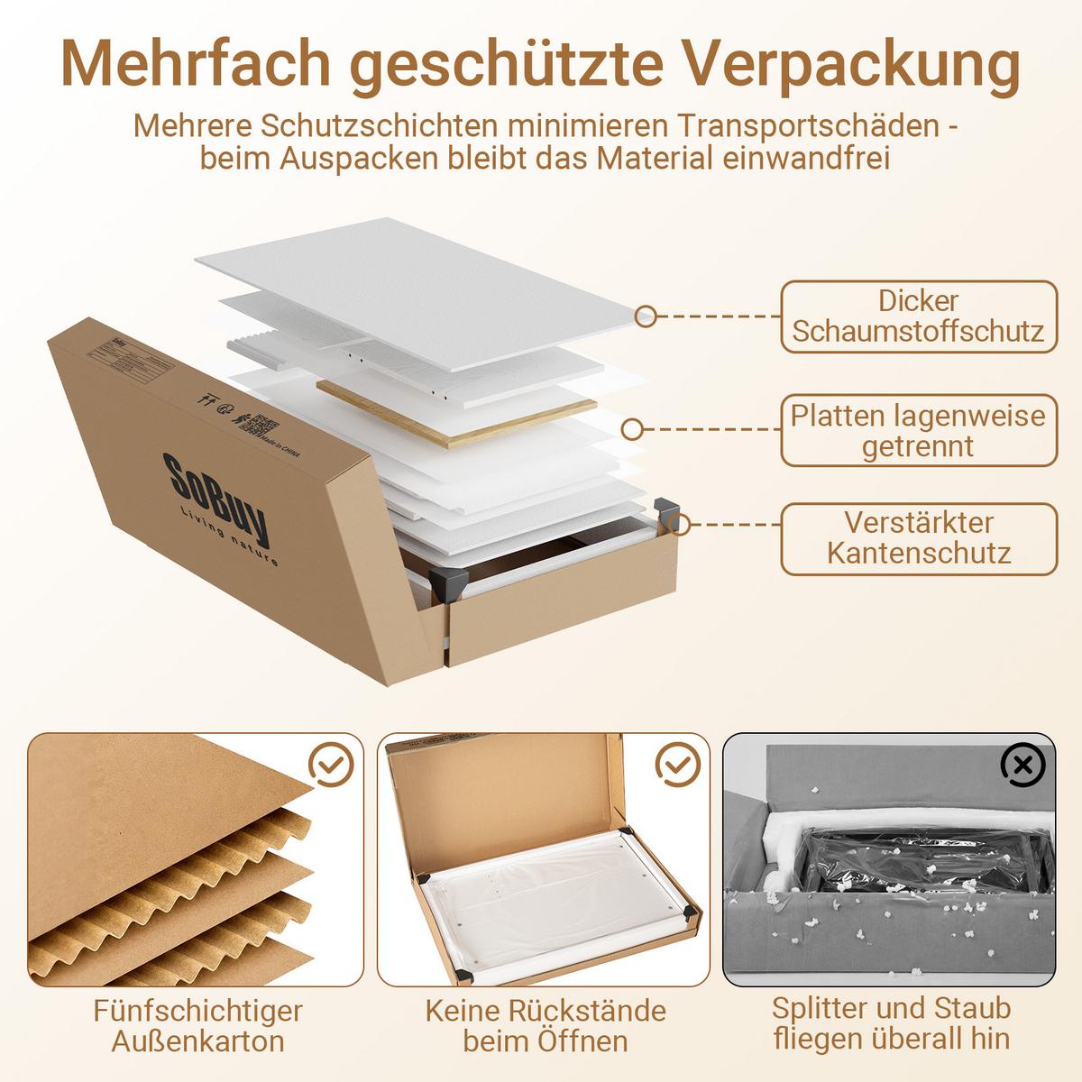 HOCHSCHRANK mit Aufbewahrungsfächern BZR231-W - Weiß, Holzwerkstoff (110/186/66cm) - SoBuy