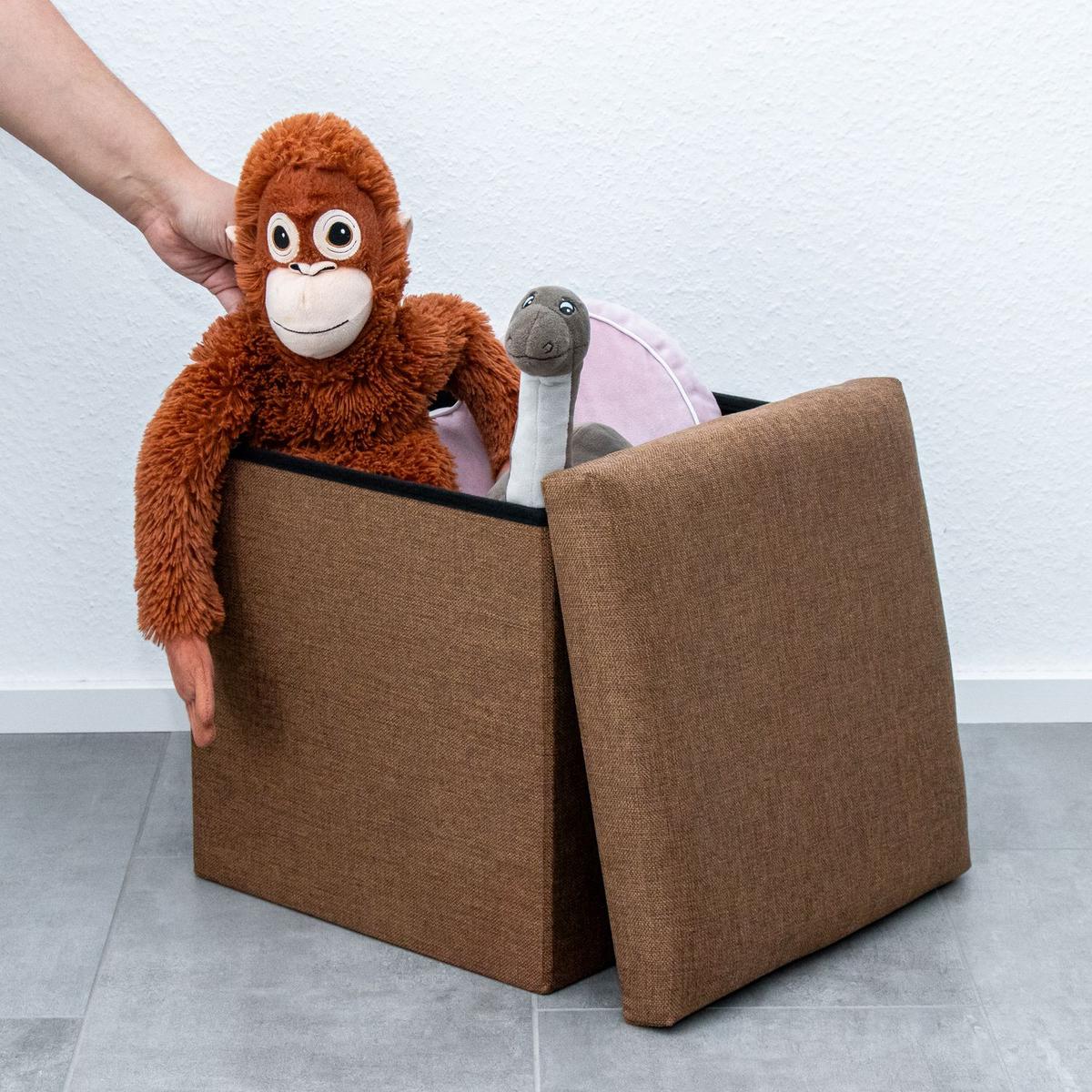 SITZHOCKER mit Stauraum 30/30/30 cm (Braun) - Braun, Textil (38/38/38cm) - Intirilife