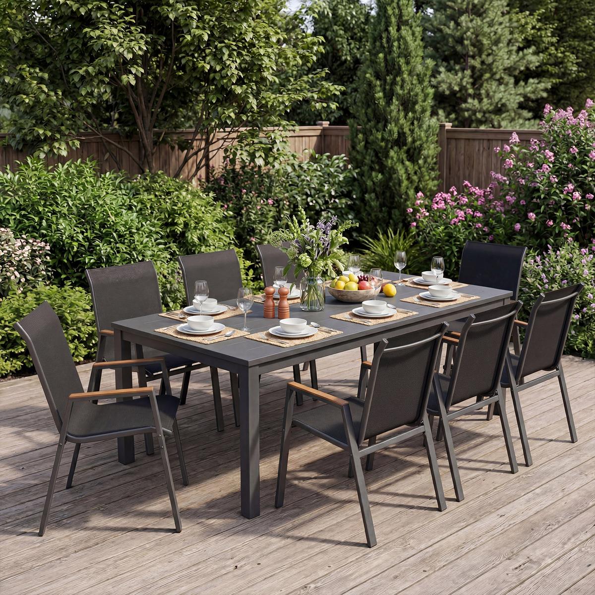 GARTENSTÜHLE stapelbar schwarz (2er-Set) - Schwarz, Metall (66/88/56cm) - COSTWAY