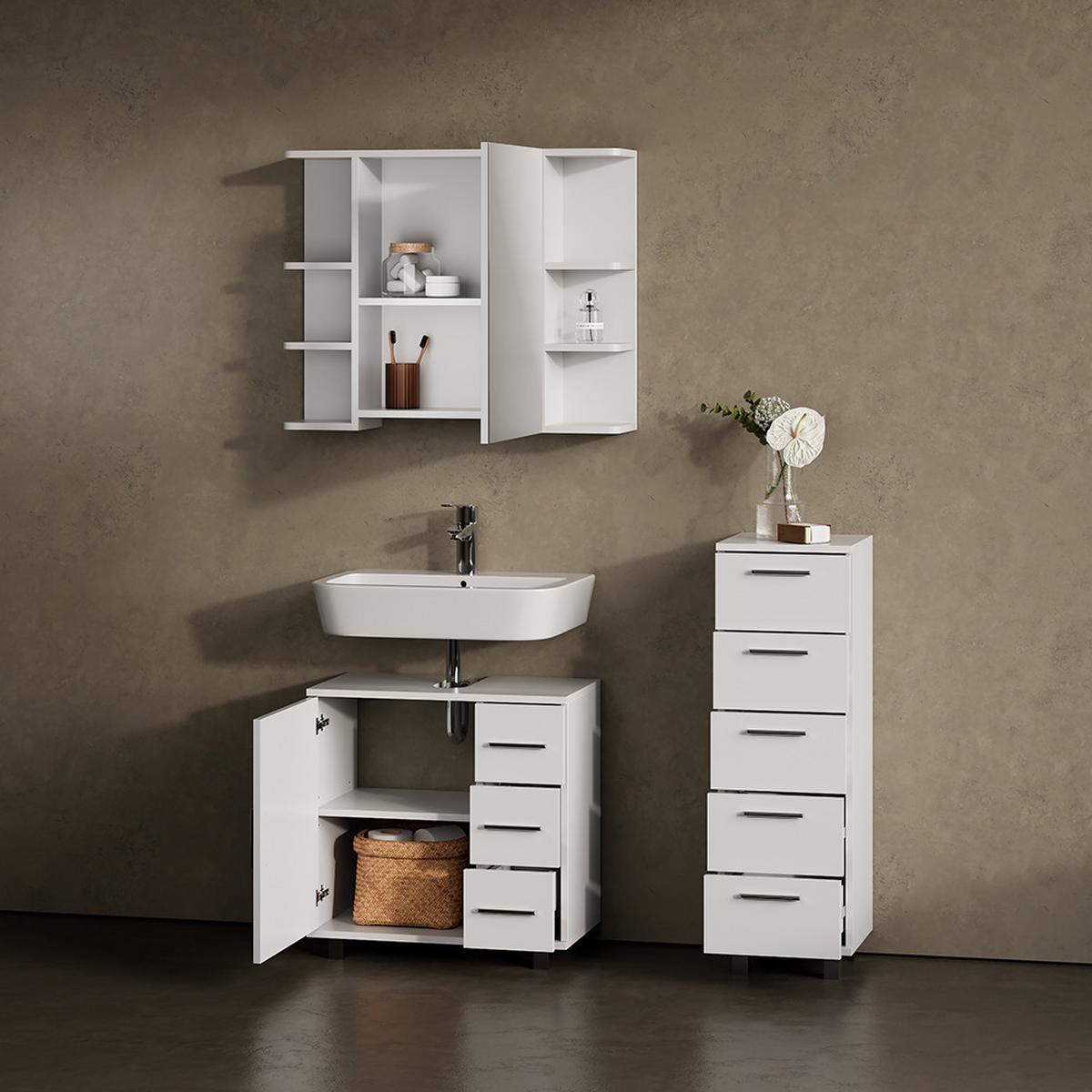 WASCHBECKENUNTERSCHRANK Eisak Weiß 60 x 60 cm - Weiß, Holzwerkstoff (60/60/33cm) - Livinity®