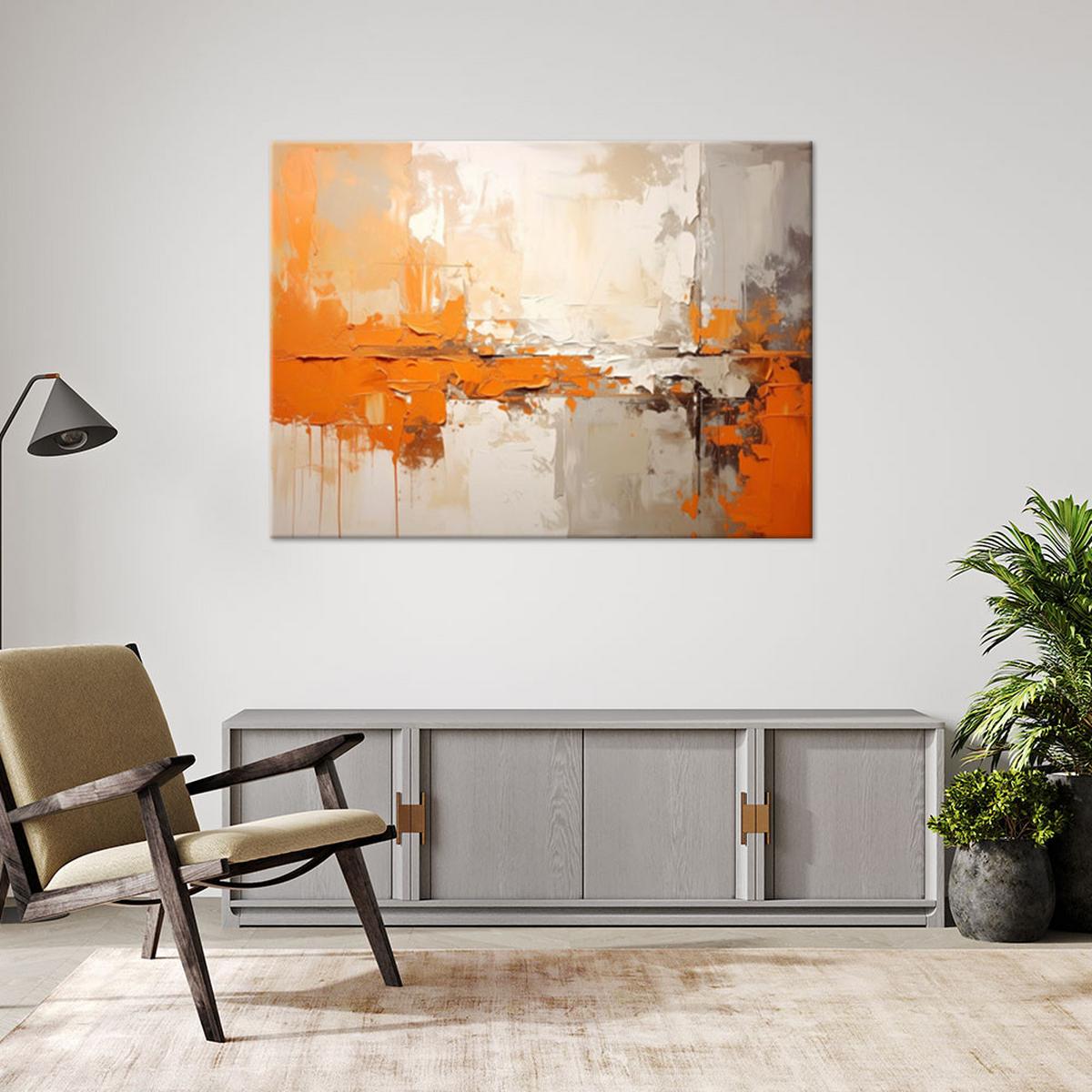 WANDBILD, Orange beige Abstrakt - Orange, Textil (45/30cm) - Feeby