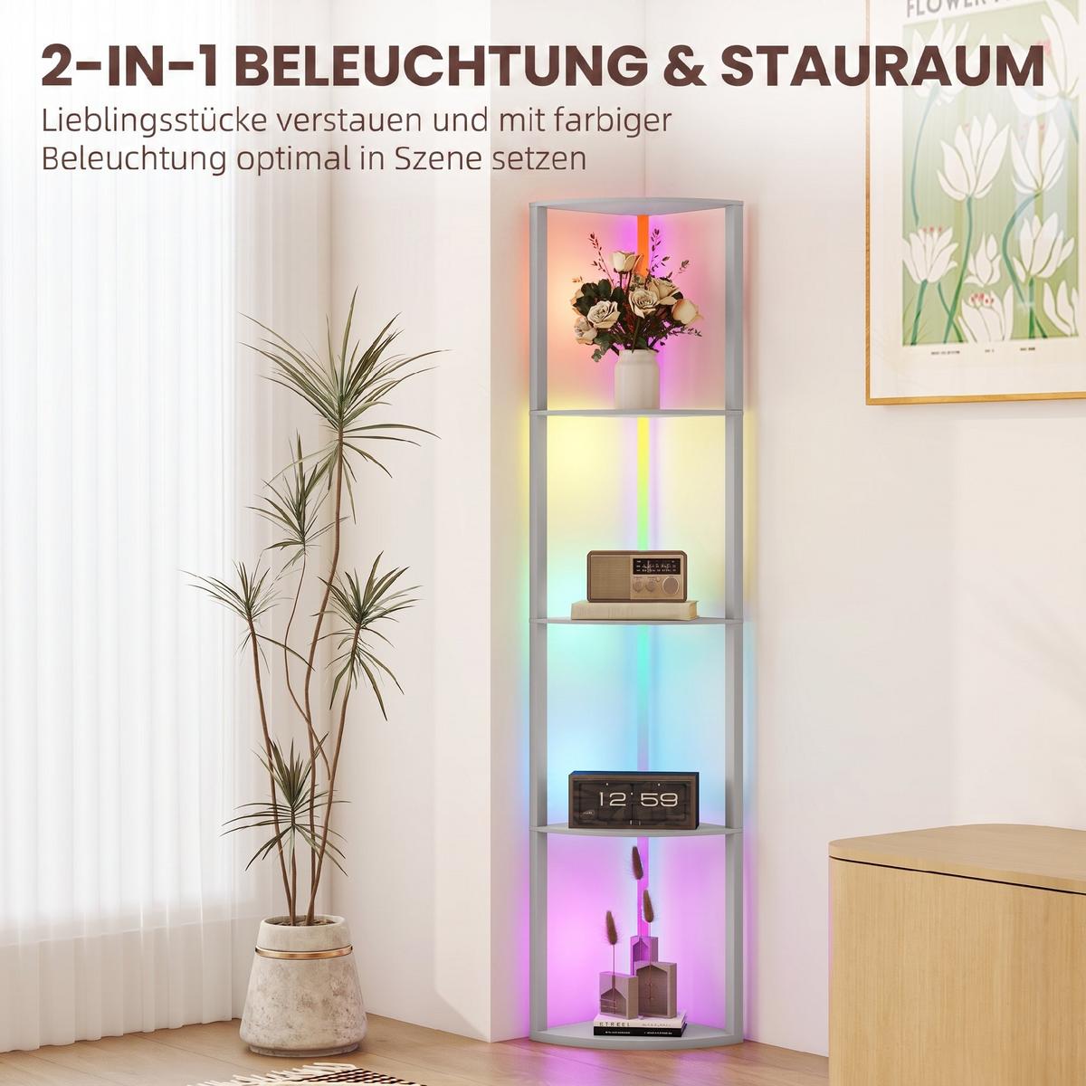 STEHLAMPE MDF Grau - Grau, Holzwerkstoff (42/29.5/163cm) - HOMCOM