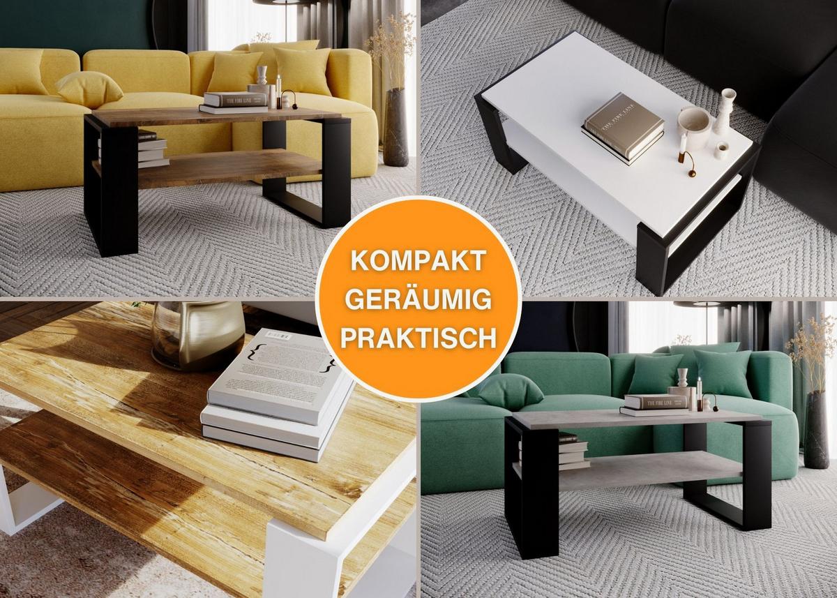 COUCHTISCH Holzwerkstoff rechteckig stabil Nussbaumfarben 42/54/96 cm - Nussbaumfarben/Schwarz, Holzwerkstoff (53.8/96/42cm) - CraftPAK