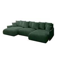 WOHNLANDSCHAFT mit Schlaffunktion und Bettkasten ONESK-U-v1 317x177x72 Grün Cord - Grün, Holzwerkstoff/Kunststoff (317/72/177cm) - ALTDECOR