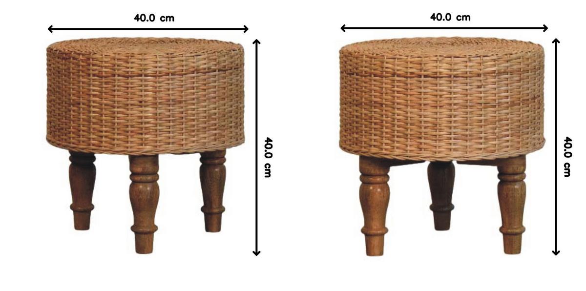 HOCKER Regency Rund Geflochten, Braun - Hellbraun, Holz (40/40/40cm) - Artisan Furniture