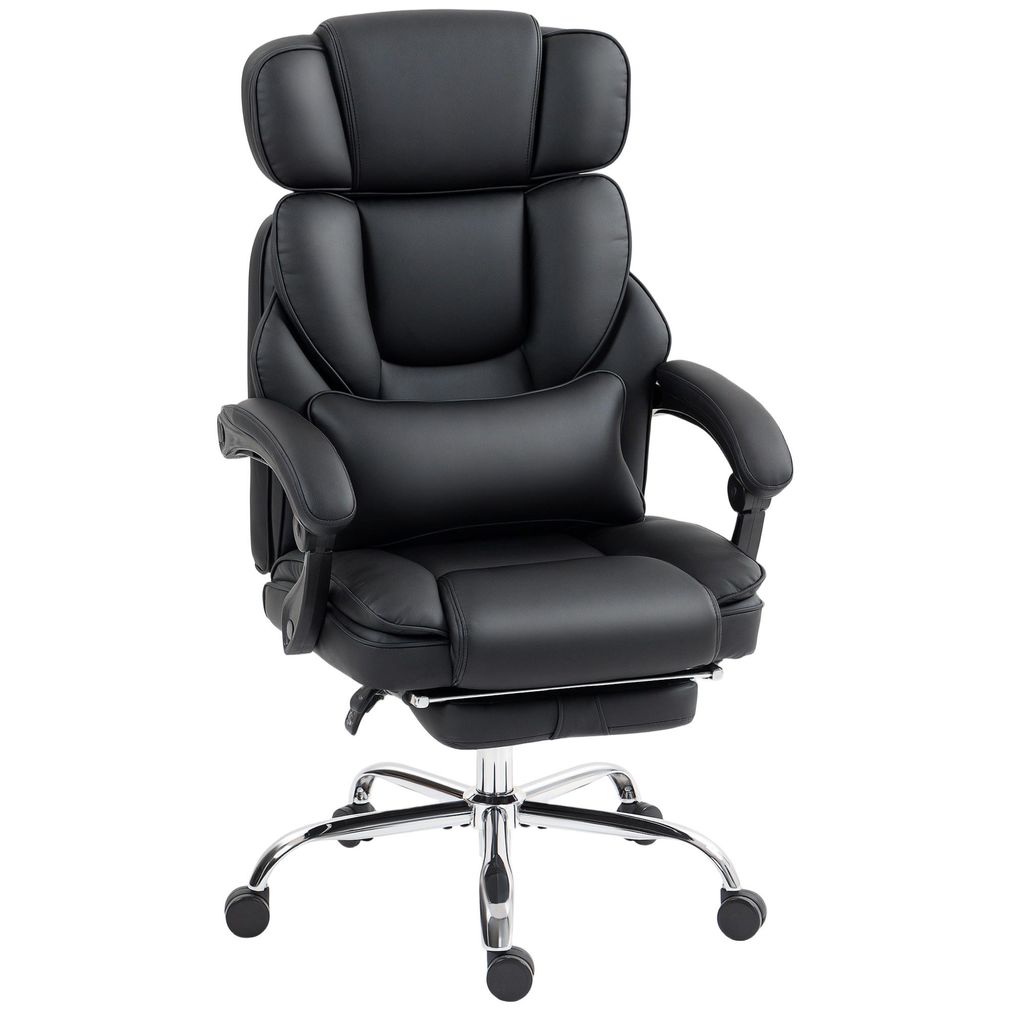 BÜROSTUHL mit verstellbarer Rückenlehne aus Stahl Schwarz - Schwarz, Leder/Metall (69/126/72cm) - HOMCOM