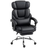 BÜROSTUHL mit verstellbarer Rückenlehne aus Stahl Schwarz - Schwarz, Leder/Metall (69/126/72cm) - HOMCOM