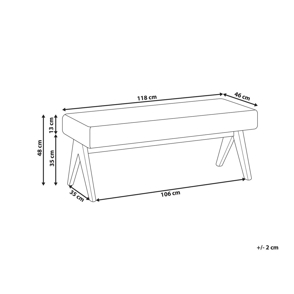 POLSTERBANK Cremeweiß/Hellbraun Tamre - Creme/Braun, Holz/Textil (118/48/46cm) - Beliani