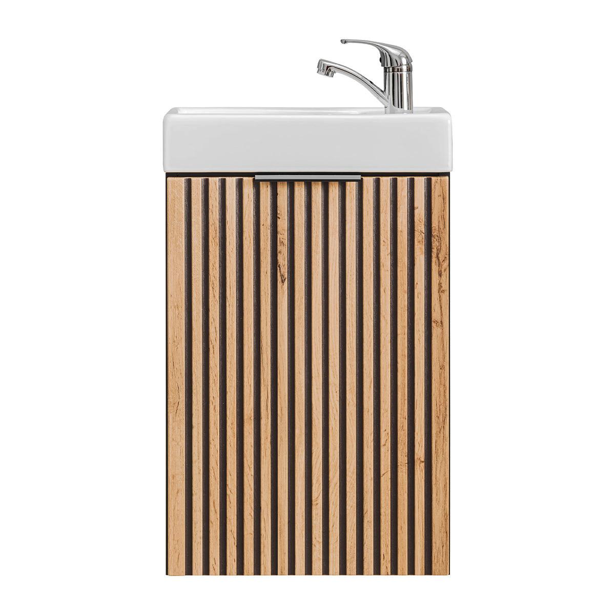 WASCHTISCH 40cm Gaia Holz in Eichenoptik und Schwarz - Braun, Holzwerkstoff (40/66/22cm) - Petits-meubles