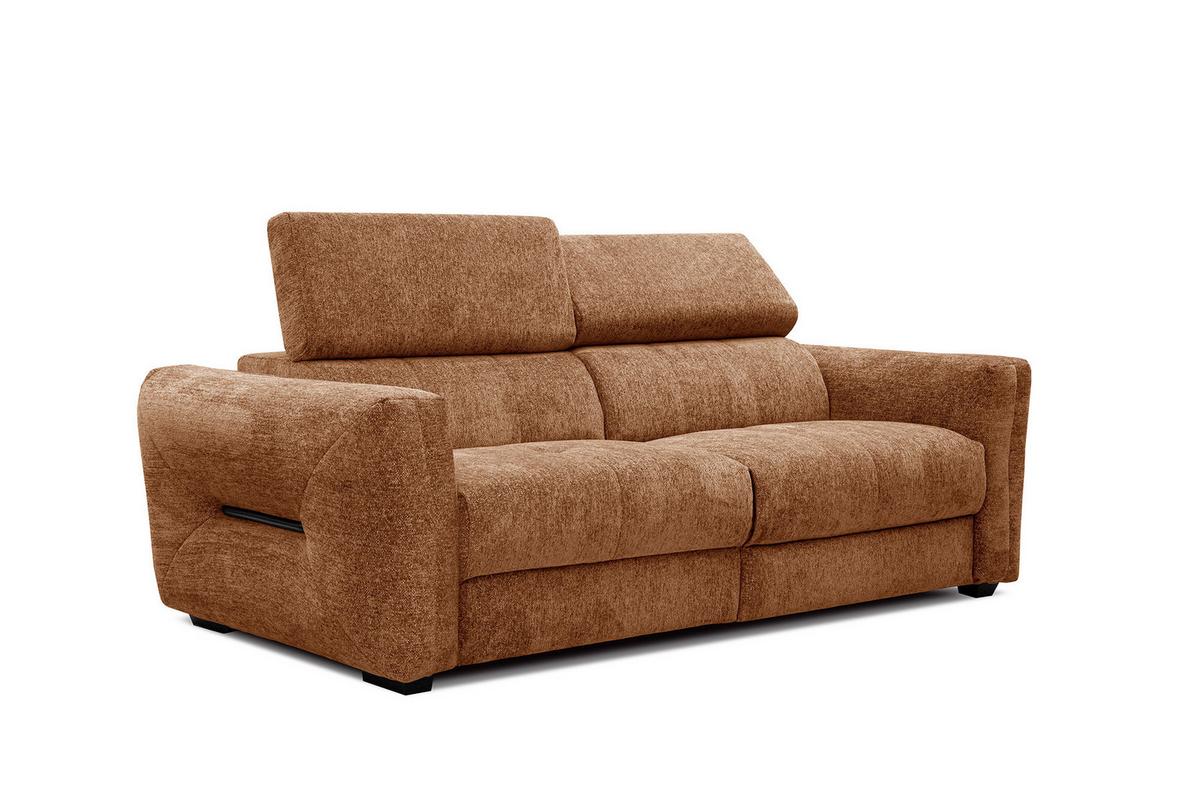 SOFA CALVERA 3-Sitzer mit 1 Relaxfunktion, dunkelorange - Dunkelorange/Schwarz, Holzwerkstoff/Textil (204/79/106cm) - Wozimo