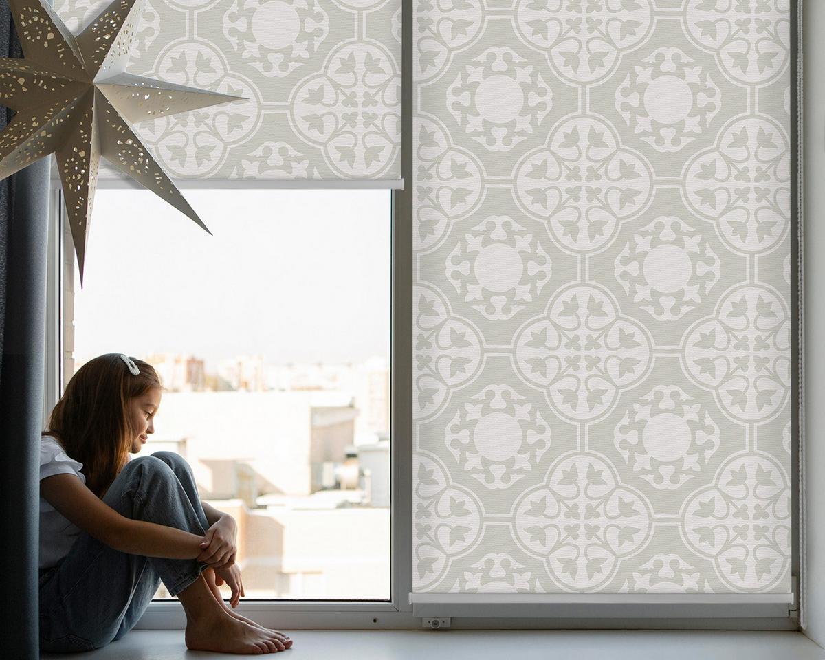 INNENROLLO - Fensterrollo - Rollo - 100x140 cm - Marokkanische Fliesen - Grau, Kunststoff (100/140/0.5cm) - TULUP