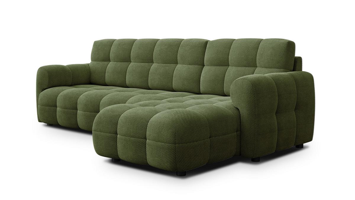 ECKSOFA MELLOW 4-Sitzer, olive - Schwarz/Grün, Holz/Textil (262/156cm) - Wozimo