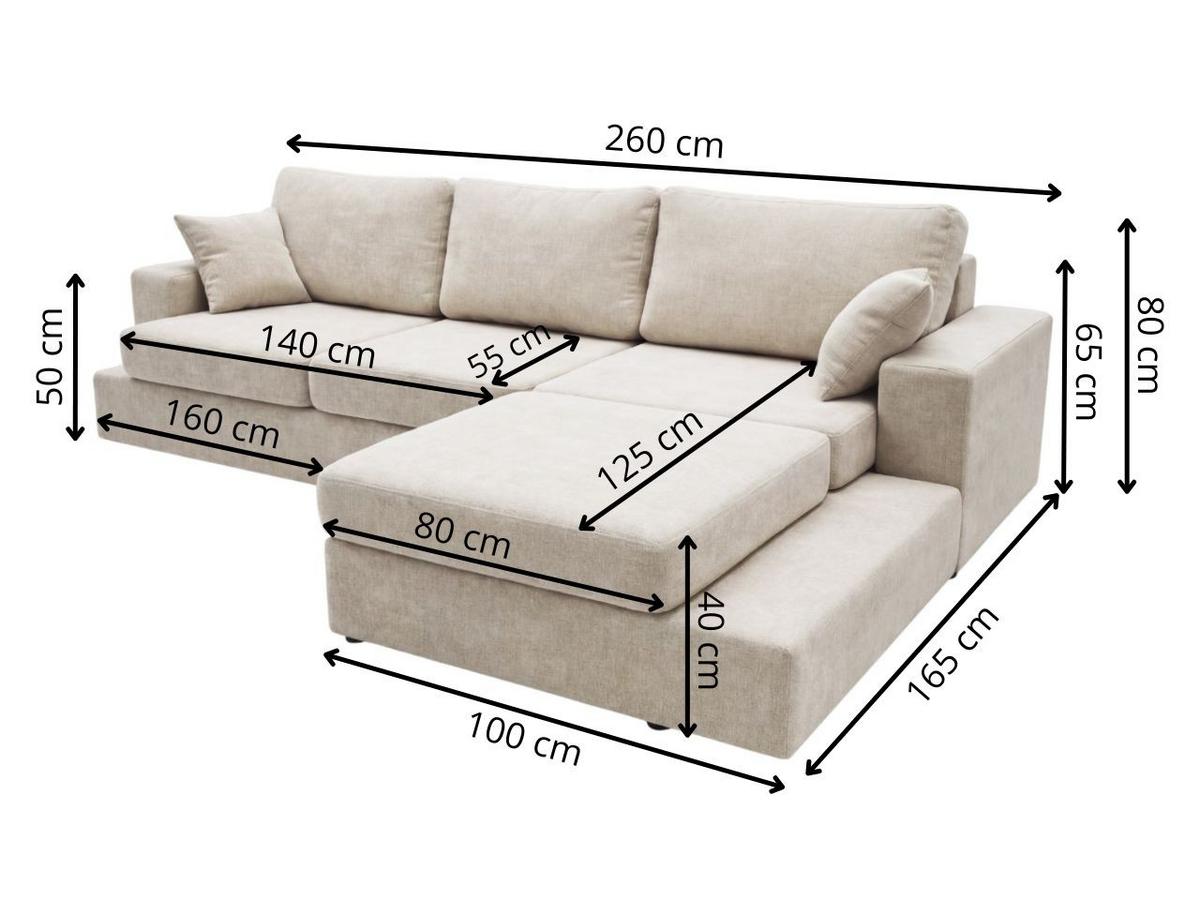 ECKSOFA Nesto Biege Rechts - Beige, Holz/Textil (165/260cm) - Graingold