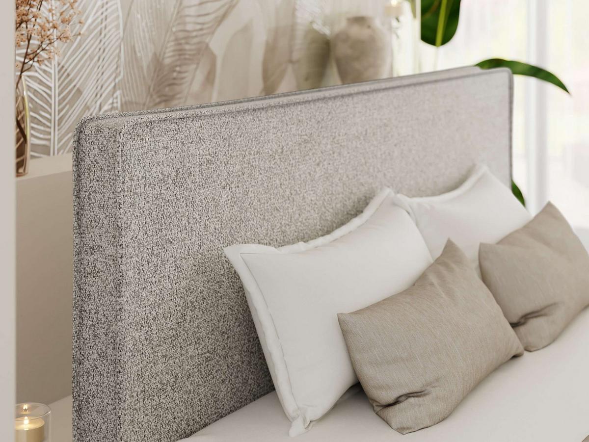 POLSTERBETT LUMARO CLASSIC 140/200 - Hellgrau Stukture - Matratze Foam - Hellgrau/Kernbuche, Holz/Textil (140/200cm) - MKS