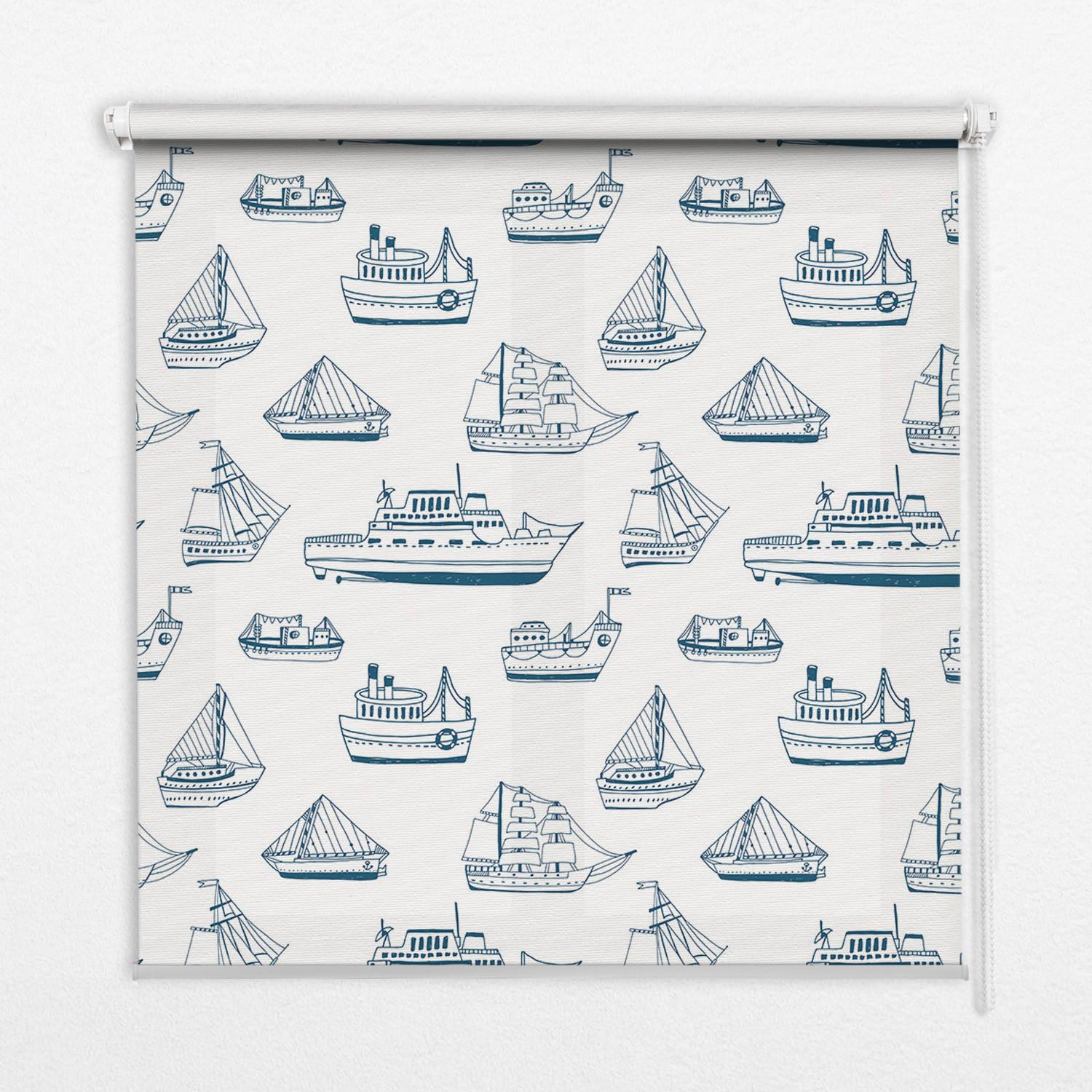 INNENROLLO - Fensterrollo - Rollo - 150x180 cm - Schiffe - Blau, Kunststoff (150/180/0.5cm) - TULUP