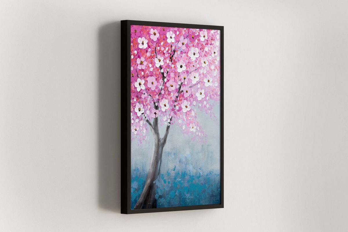 ACRYLBILD HANDGEMALT 60/90 cm - Blau/Pink, Holz/Textil (60/90cm) - KUNSTLOFT
